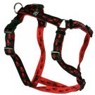 Feltmann Kreuzgeschirr 25mm/70-90cm SCHWARZ/ROTE Pfötchen