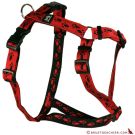Feltmann Kreuzgeschirr 25mm/70-90cm ROT/SCHWARZE Pfötchen