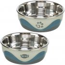 Edelstahlnapf mit Silikon, 0,75l/17cm, weiß/grau/blau