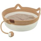 Katzenkorb, rund, mit Ball am Tau, ca. 38 cm, braun/creme