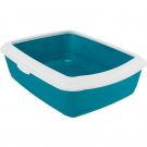 Katzentoilette Classic mit Rand, 37x15x47cm, petrol/weiß