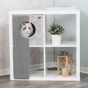 Kuschelhöhle für Regale mit Kratzbrett, 33x70x37 cm, grau