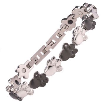 Magnet-Pfoten-Armband, 10mm, M-XL, schwarz/silberfarben