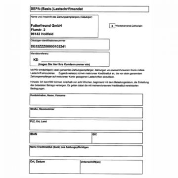 Sepa Lastschrift Formular