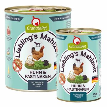 Granatapet Lieblingsmahlzeit Huhn und Pastinaken