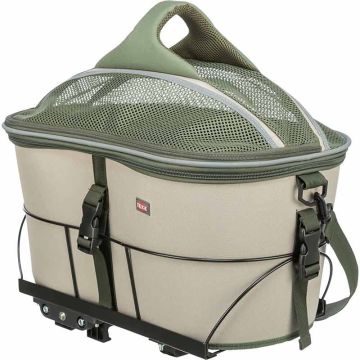 Fahrradkorb für Gepäckträger, 33x40x46cm, olivgrün/beige