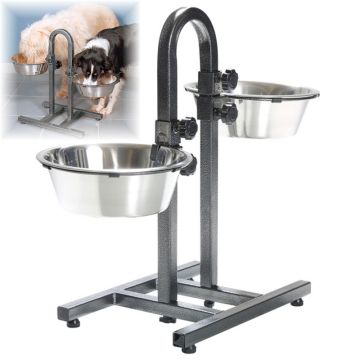 Hundebar, separat höhenverstellbar, 2x2,8 l/24 cm, bis 43