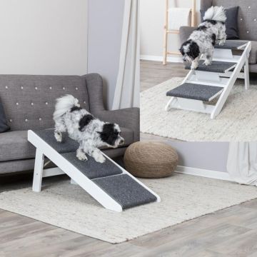 Rampe mit ausklappbaren Stufen, MDF, 44x46x106 cm, weiß Rampe mit ausklappbaren Stufen, MDF, 44x46x106 cm, weiß