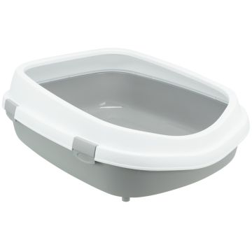 Katzentoilette Primo XXL m. Rand, 56x25x71cm, grau/weiß