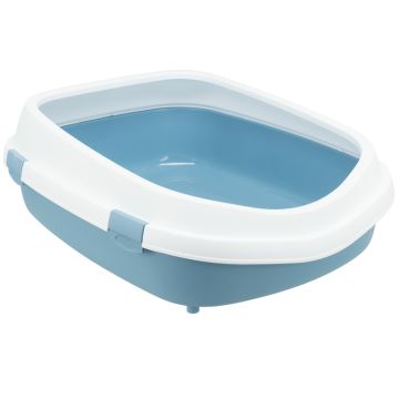 Katzentoilette Primo XXL m. Rand, 56x25x71cm, blau/weiß