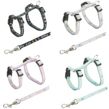 Junior Katzengeschirr mit Leine, Nylon, 21–33cm/8mm, 1,20m