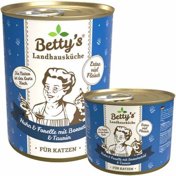 Betty's Landhausküche Dose Huhn, Forelle + Borretschöl