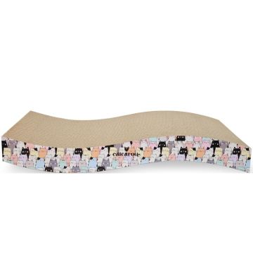 Catcarou Kratzbrett Wave Small cat pattern 45x21x7 cm