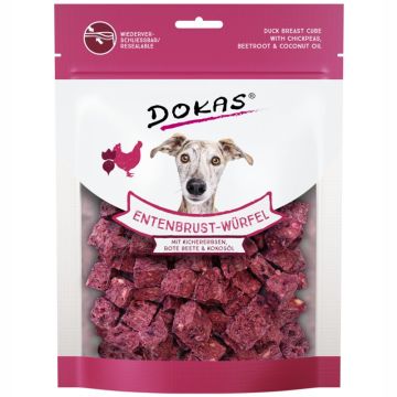 Dokas Dog Snack Entenbrust-Würfel mit Kichererbsen 150g