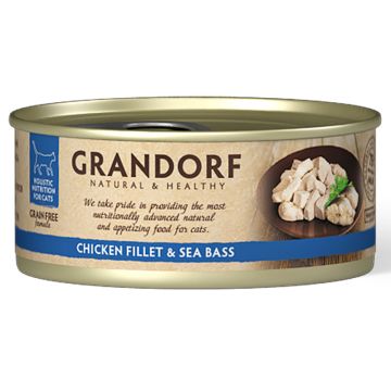 Grandorf Katze Dose Hühnerbrust + Wolfsbarsch 70g