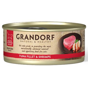 Grandorf Katze Dose Thunfischfilet + Garnelen 70g