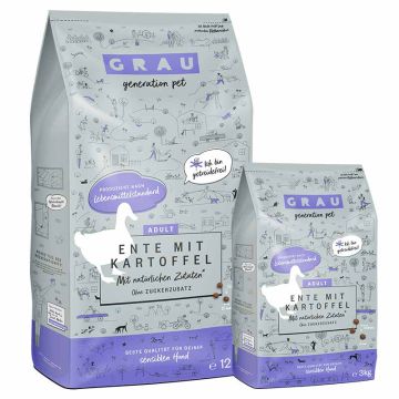 Grau Hund Adult Ente mit Kartoffel