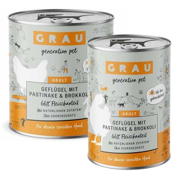 Grau Hund Adult Geflügel mit Pastinake und Brokkoli