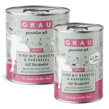 Grau Hund Adult Rind mit Karotte und Kartoffel