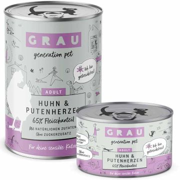 Grau Katze Adult Huhn und Putenherzen