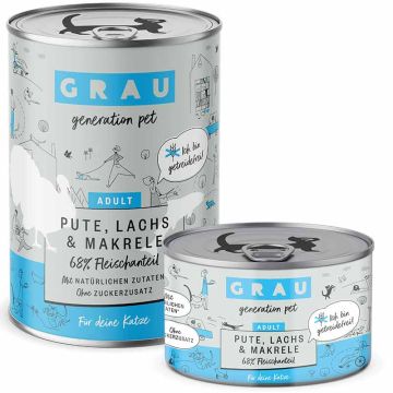 Grau Katze Adult Pute mit Lachs und Makrele