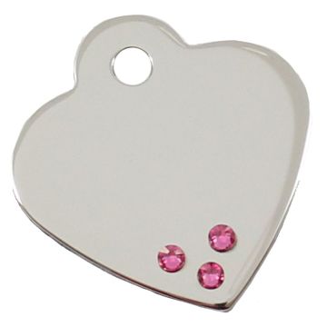 Herz Klein Chrom mit Steinen Pink