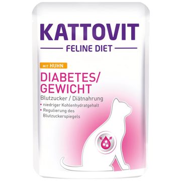 Kattovit Pouch Diabetes/Gewicht mit Huhn 85g