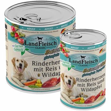 Landfleisch pur Rinderherzen mit Reis und Wildapfel