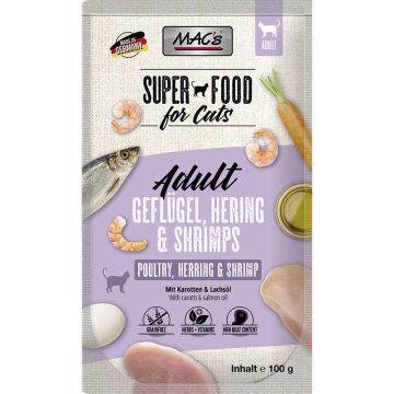 Macs Cat Pouch Geflügel, Hering + Shrimps 100g
