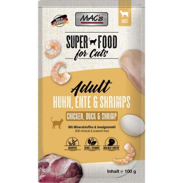 Macs Cat Pouch Huhn, Ente + Shrimps 100g