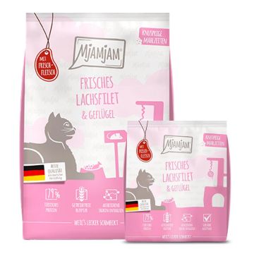 Mjamjam Knusprige Mahlzeiten Frischer Lachs+Geflügel Mjamjam Knusprige Mahlzeiten Frischer Lachs+Geflügel