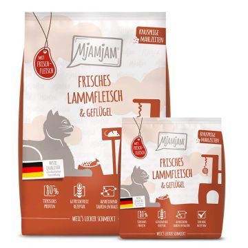 Mjamjam Knusprige Mahlzeiten Frisches Lamm+Geflügel