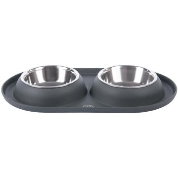 Petlando Premium Doppelnapf Silikon, anthrazit