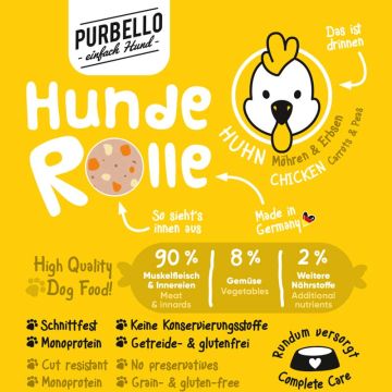 Purbello HundeRolle Huhn mit Möhren und Erbsen