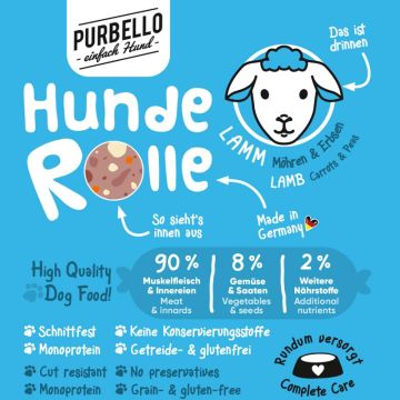 Purbello HundeRolle Lamm mit Möhren und Erbsen