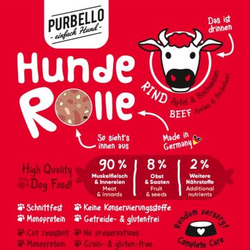Purbello HundeRolle Rind mit Äpfeln und Buchweizen