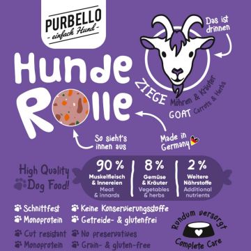 Purbello HundeRolle Ziege mit Möhren und Kräutern