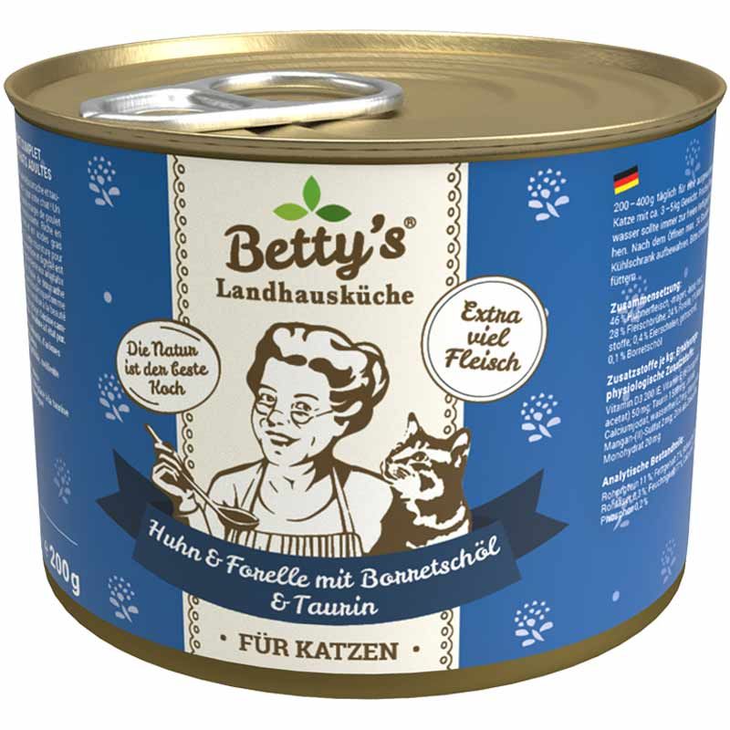 Betty's Landhausküche Dose Huhn, Forelle + Borretschöl 200g