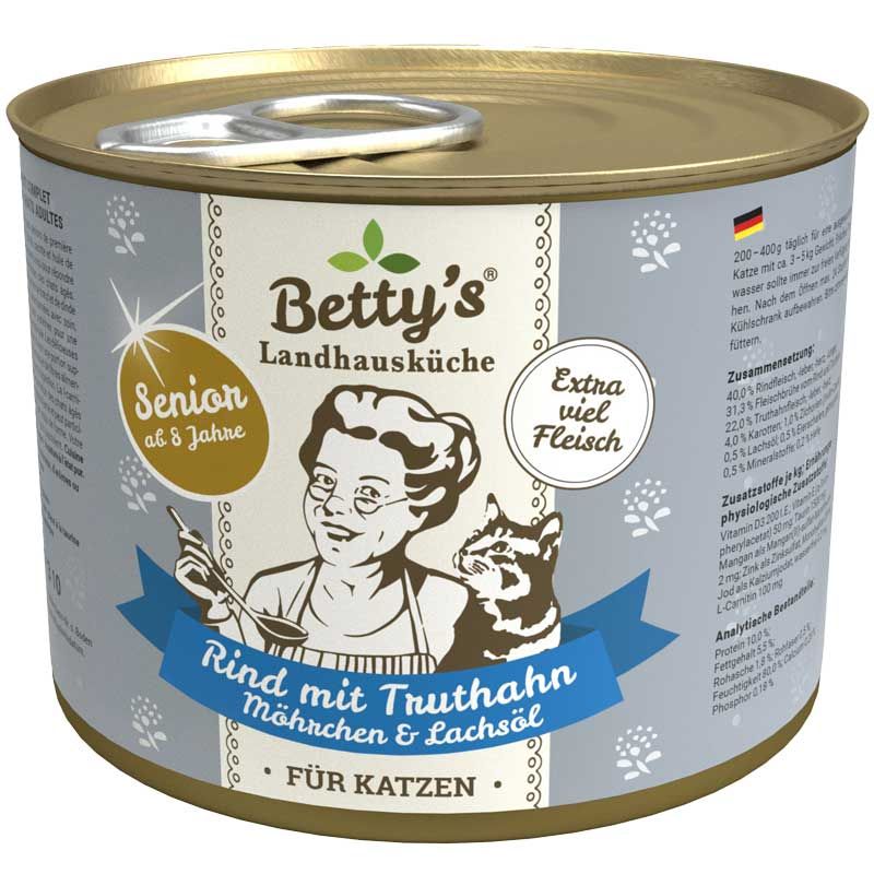 Betty's Landhausküche Dose Senior Rind + Truthahn 200g