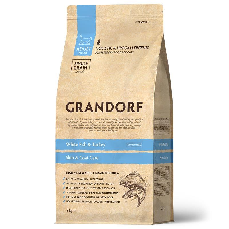 Grandorf Katze Skin+Care Weißfisch und Pute 2 kg
