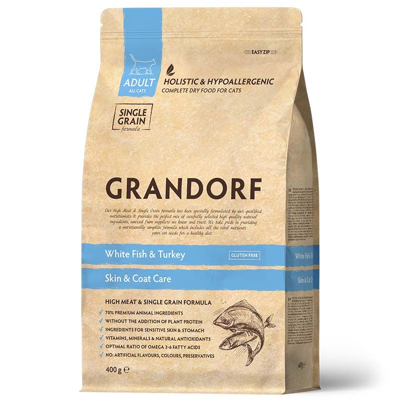 Grandorf Katze Skin+Care Weißfisch und Pute 400g
