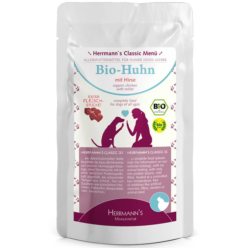 Herrmanns Standbeutel Bio-Huhn mit Hirse 130g