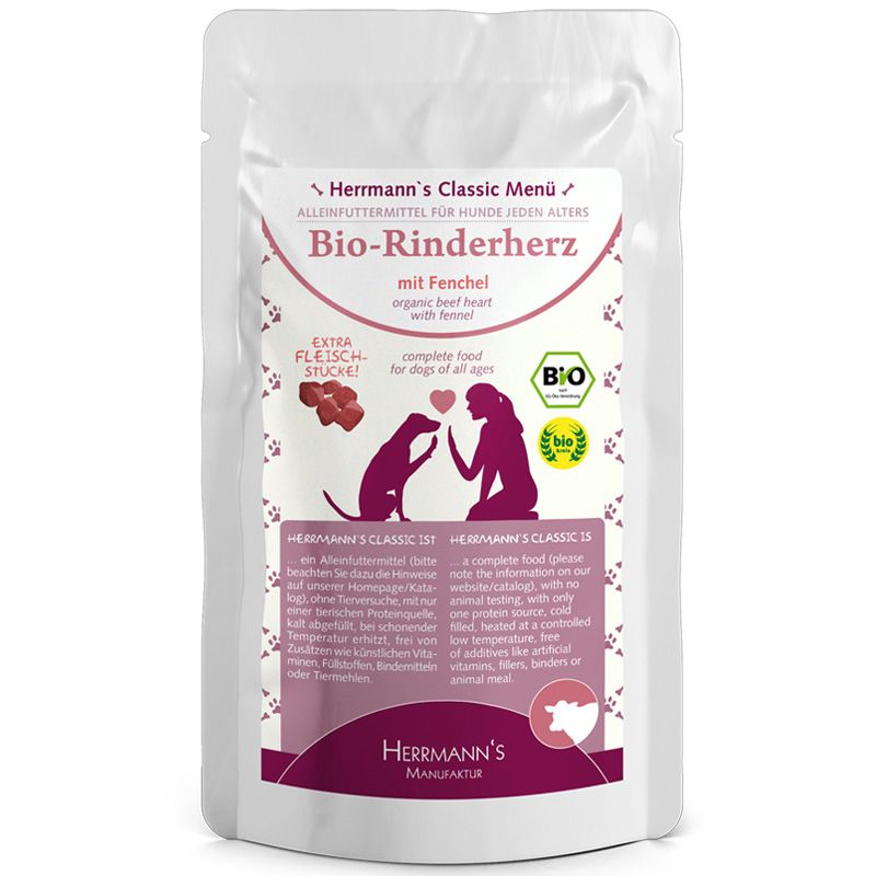 Herrmanns Standbeutel Bio-Rinderherz mit Fenchel 130g