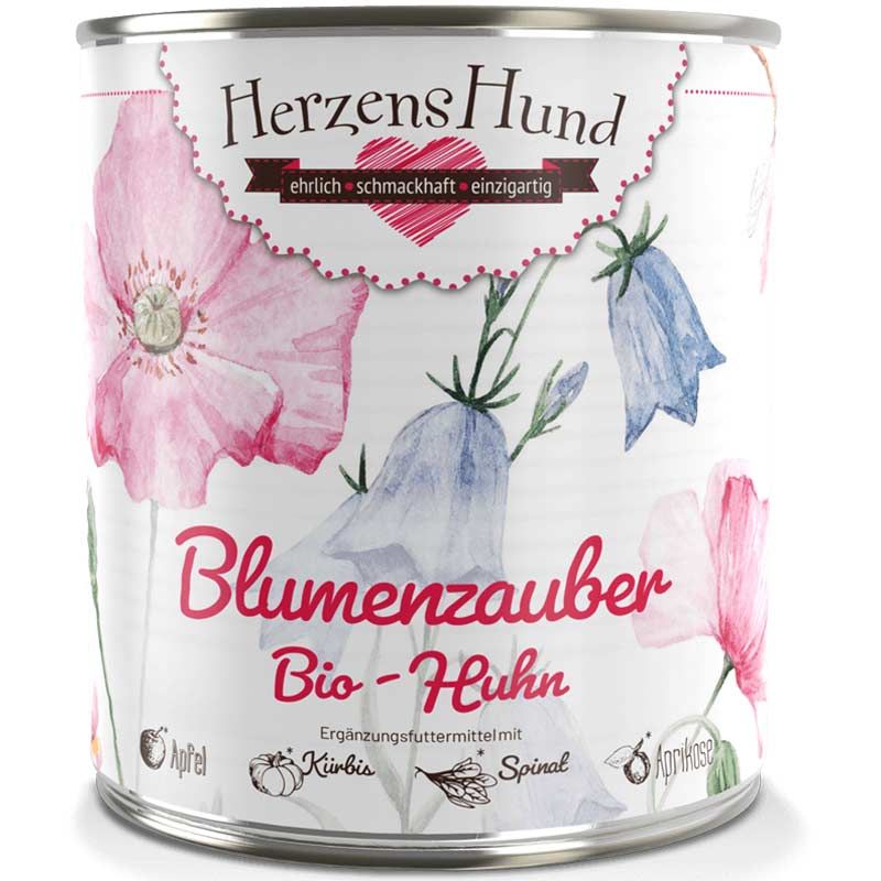 HerzensHund Blumenzauber - Bio-Huhn mit Bio-Apfel 800g