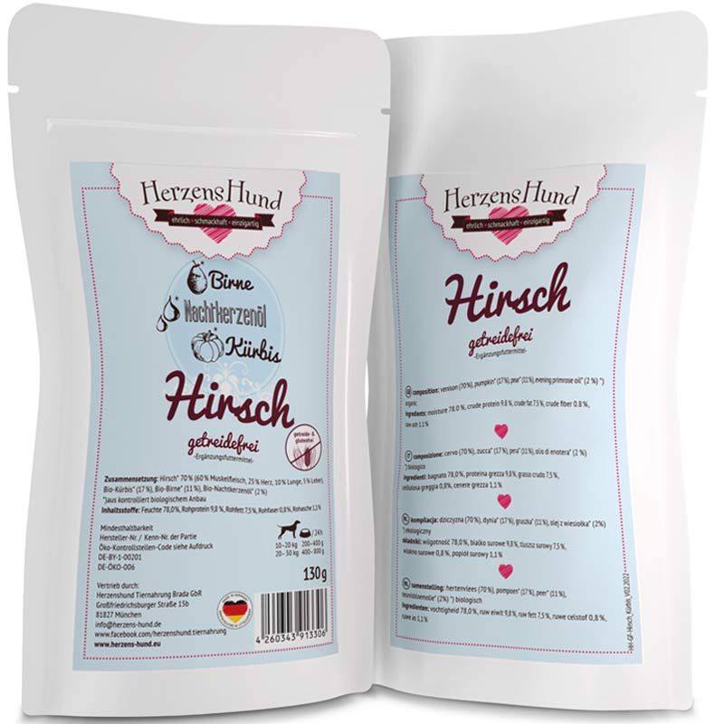 HerzensHund Hirsch mit Kürbis -getreidefrei- 130g