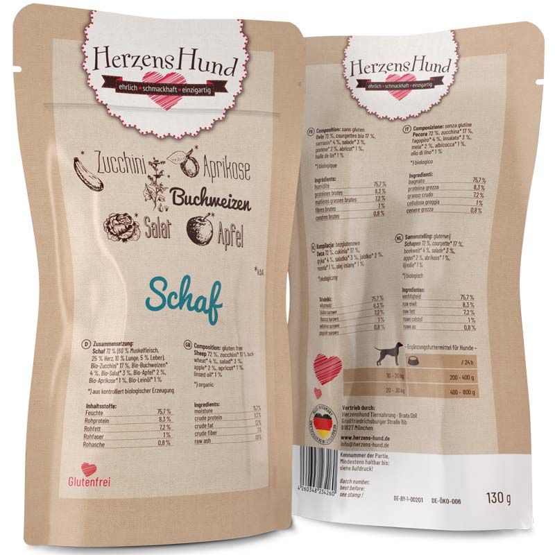 HerzensHund Schaf mit Bio-Gemüse 130g