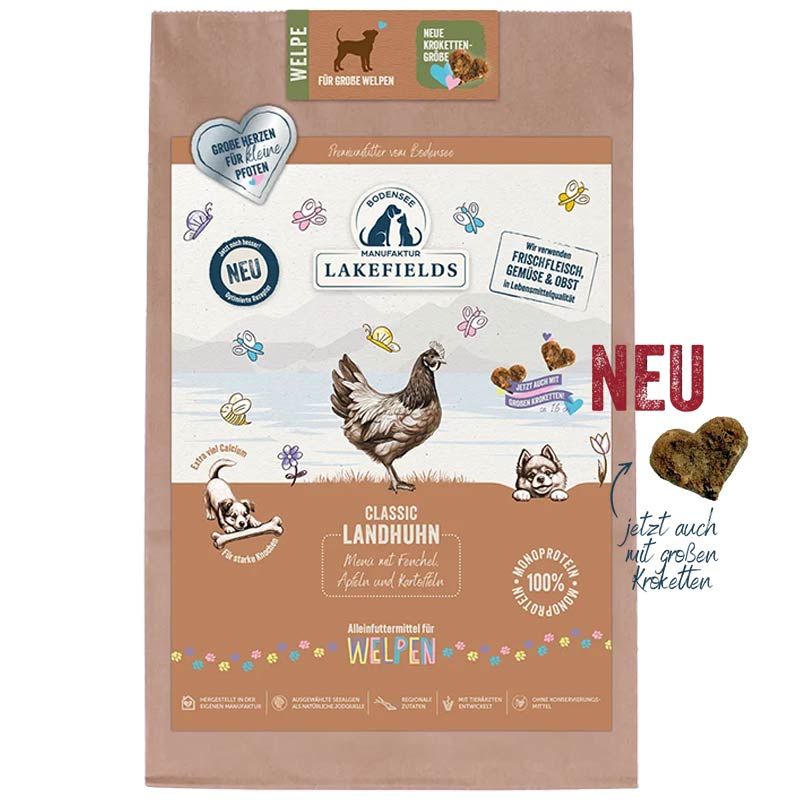 Lakefields Trockenfleisch-Menü Große Welpen Huhn 2,5 kg