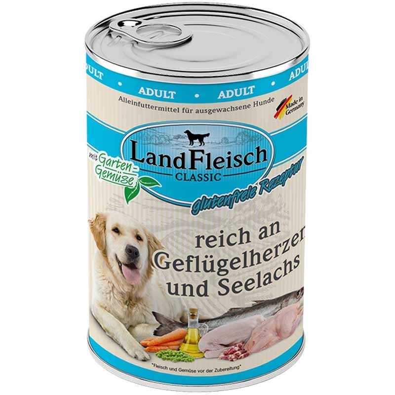 Landfleisch pur Geflügelherz + Seelachs 400g