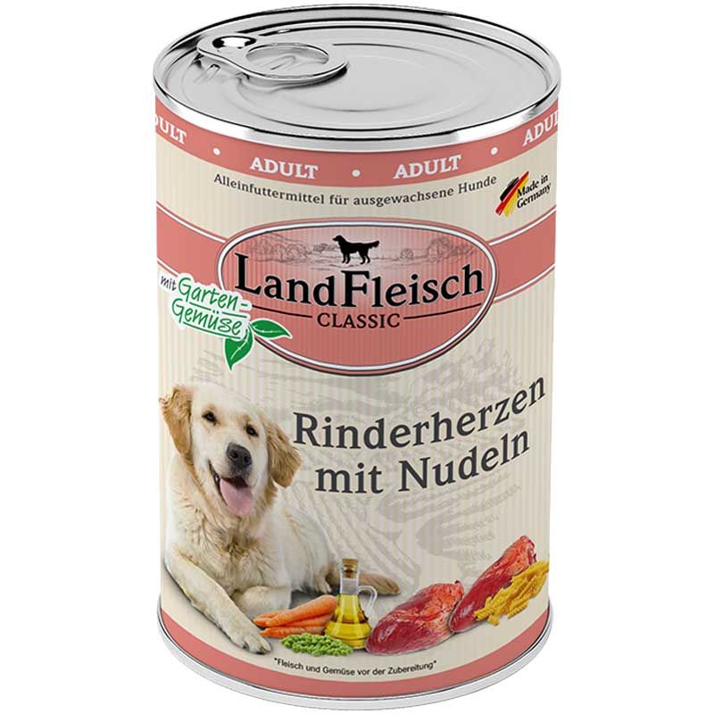 Landfleisch pur Rinderherzen mit Nudeln 400g