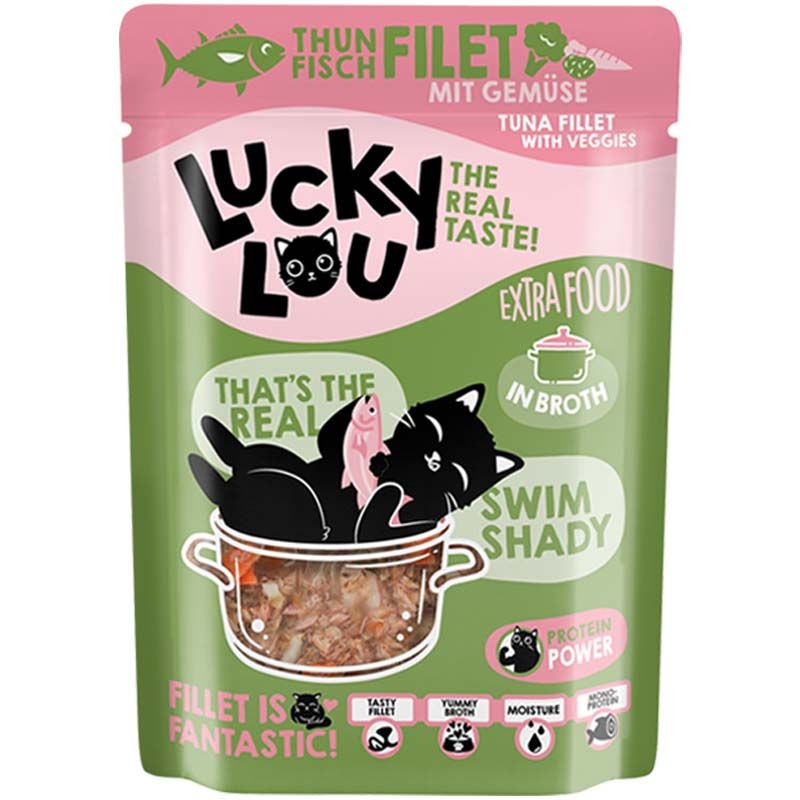 Lucky Lou Extrafood Thunfischfilet + Gemüse Broth 70g Pouch